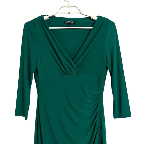 Ralph Lauren VNeck Ruched 3/4 Sleeve Dress - Picture 2 of 7